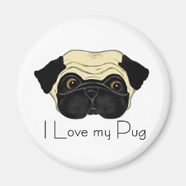 I Kärlek My Pug Cute Pug and Kärlek Quote Magnet