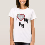 I Kärlek My Pug - Cute Red Heart Photo Ram T Shirt<br><div class="desc">Den här roligten kan du visa hur mycket du kärlek din pug är! Skjortan har en roligt hjärtformade fotodroppe i ram där du kan ladda upp ett foto av din egen pug. Hundälskarna kommer att falla i kärlek med roligtens anpassade t-shirt som gör att du kan ladda upp ditt eget...</div>