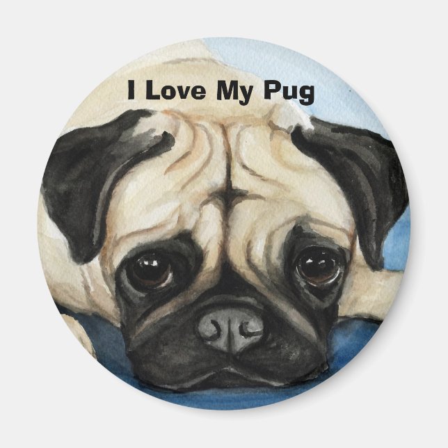 "I Kärlek My Pug" Hund Art Magnet (Framsidan)