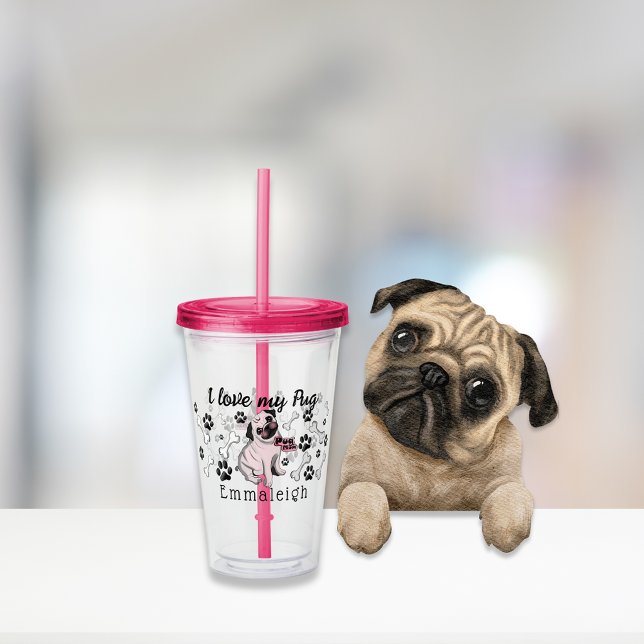 I Kärlek My Pug Hund Tass avtryck Take Away Mugg (Skapare uppladdad)