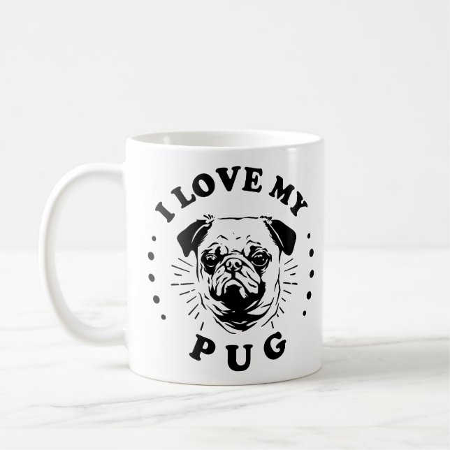 I Kärlek My Pug Kaffemugg (Vänster)