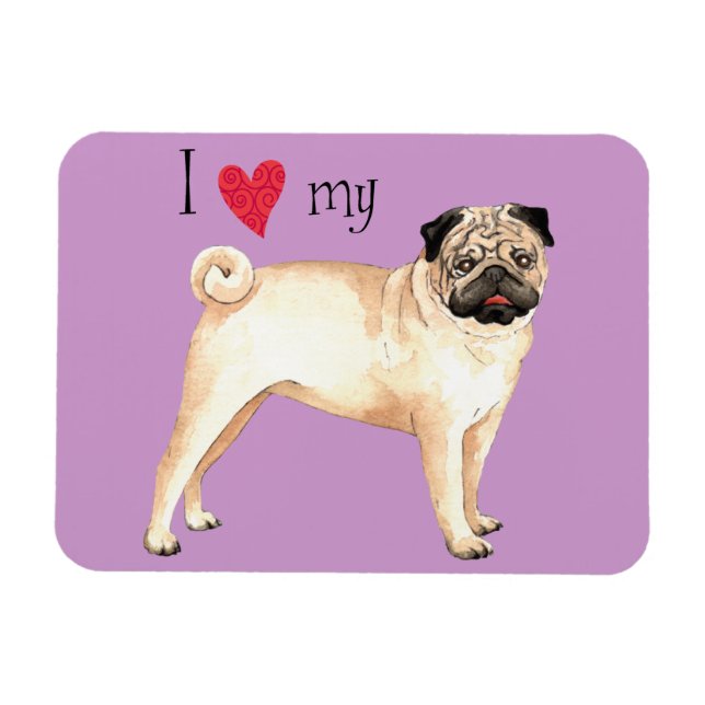 I Kärlek my Pug Magnet (Horisontell)