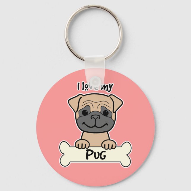 I Kärlek My Pug Nyckelring (Framsida)