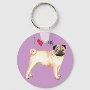 I Kärlek my Pug Nyckelring