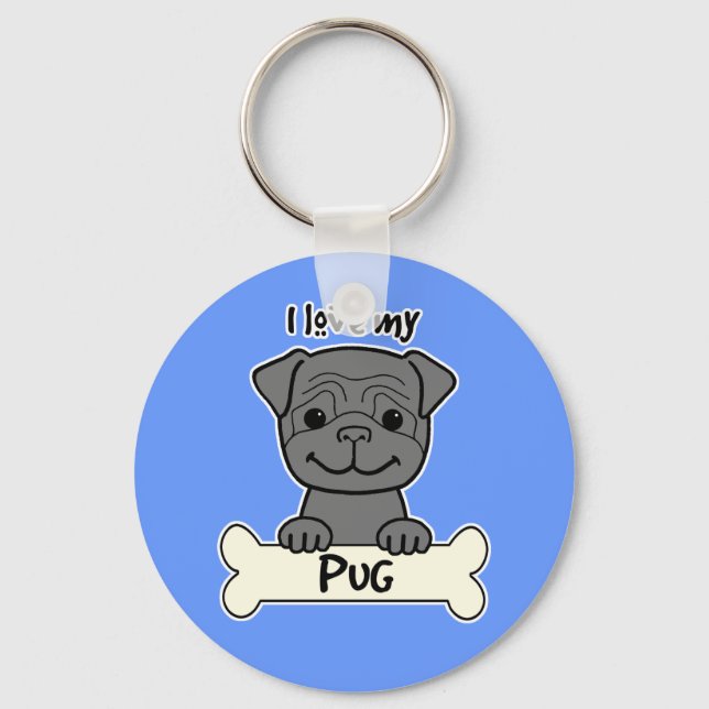 I Kärlek My Pug Nyckelring (Framsida)