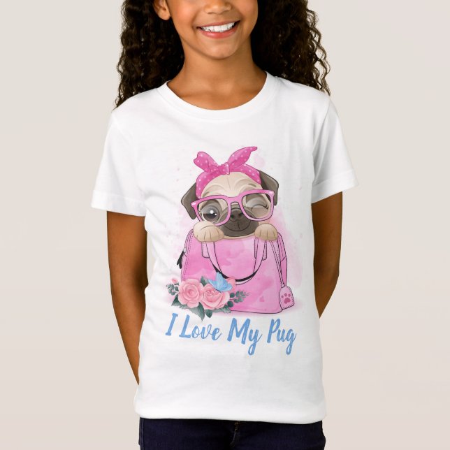 I Kärlek My Pug T Shirt (Framsida)