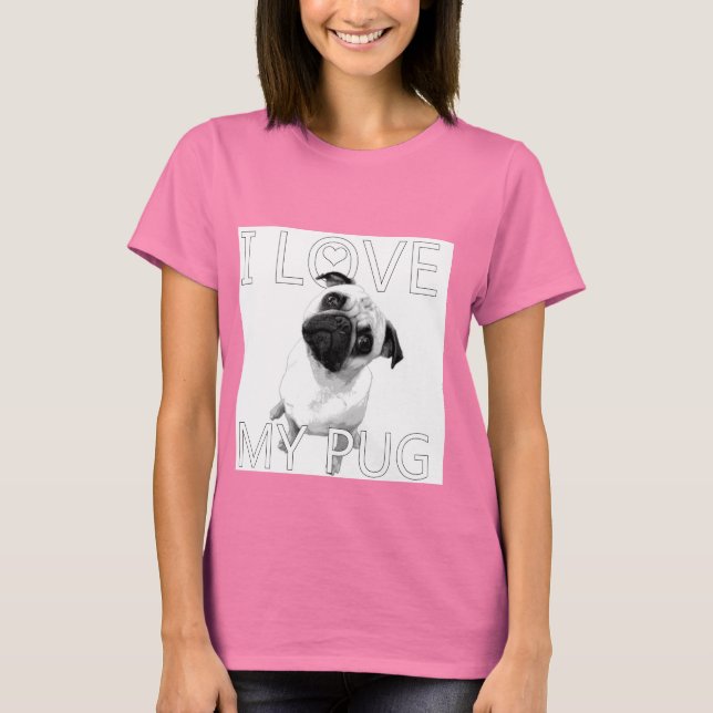 I Kärlek My Pug Tee Shirt (Framsida)