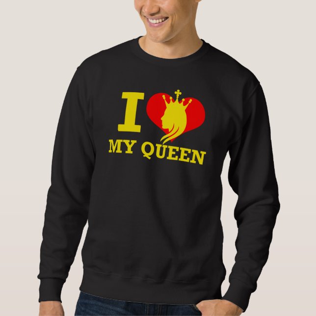 I Kärlek My Queen Lång Ärmad Tröja (Framsida)