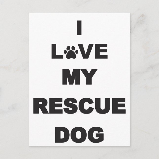 I Kärlek My Rädding Hund Vykort (Framsida)