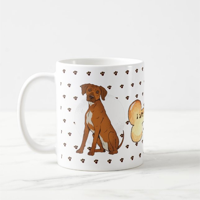 I Kärlek My Ridgeback - Brown Rhodesian Tecknad Kaffemugg (Vänster)