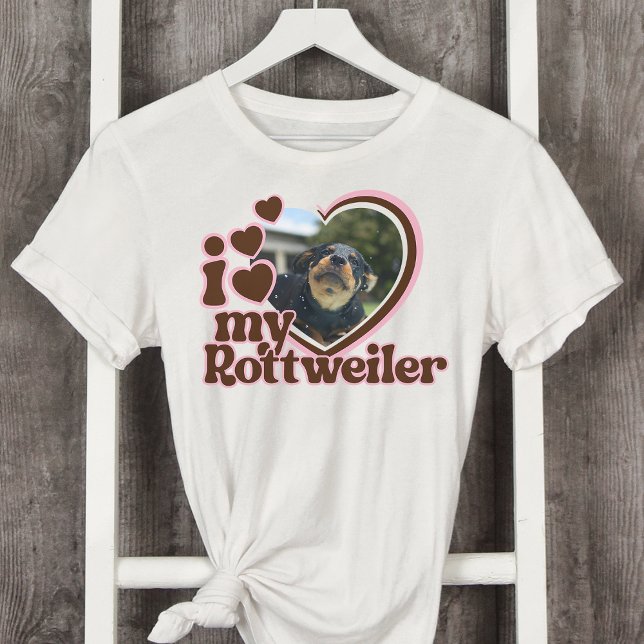 I Kärlek My Rottweiler Anpassningsbar Rosa Heart P T Shirt (Skapare uppladdad)