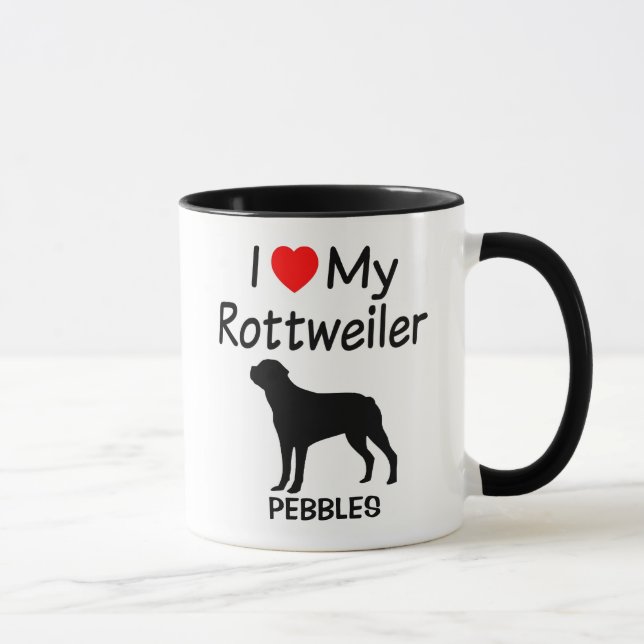 I Kärlek My Rottweiler Hund Silhouette Mugg (Höger)