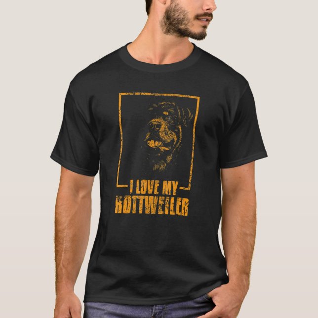 I Kärlek My Rottweiler Hundägare Rottie T Shirt (Framsida)