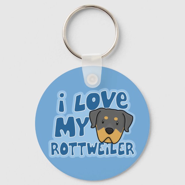I Kärlek My Rottweiler Keychain Nyckelring (Framsida)
