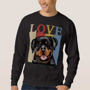 I Kärlek My Rottweiler Vintage Retro Hund Pappa Pe Lång Ärmad Tröja