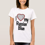 I Kärlek My Russian Blue - Hjärtformade Cat Photo T Shirt<br><div class="desc">Den här roligtens t-shirt kommer att visa hur mycket du kärlek din ryska Blue! Skjortan har en roligt hjärtformade fotodroppe i ram där du kan ladda upp ett foto av din egen ryska Blue. Kattälskare kommer att falla i kärlek med roligtens anpassade t-shirt som gör att du kan ladda upp...</div>
