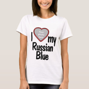 I Kärlek My Russian Blue - Hjärtformade Cat Photo T Shirt