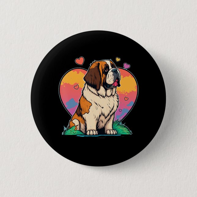 I Kärlek My Saint Bernard Hund Knapp (Framsida)