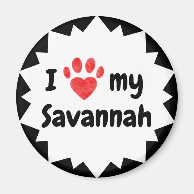I Kärlek My Savannah Cat Magnet (Framsidan)