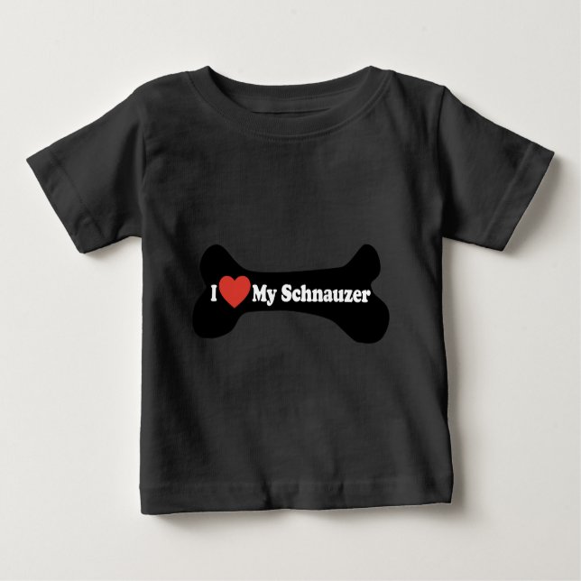 I Kärlek My Schnauzer - Hund Bone T-shirt (Framsida)