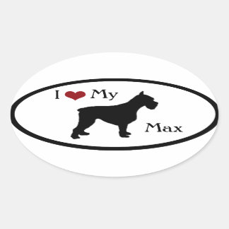 I Kärlek My Schnauzer Oval Sticker Ovalt Klistermärke