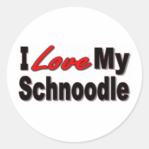 I Kärlek My Schnoodle Hund Gifts and Apparel Runt Klistermärke