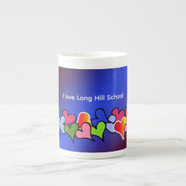 I Kärlek My School Multi Färg Hearts Benporslin Mugg
