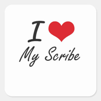 I Kärlek My Scribe Fyrkantigt Klistermärke