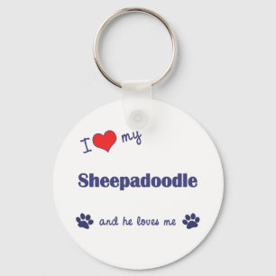 I Kärlek My Sheepadoodle (hane Hund) Nyckelring