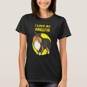 I Kärlek My Sheltie Black White & Tan Shetland She T Shirt