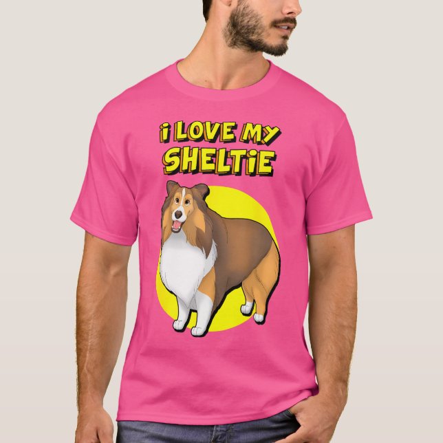 I Kärlek My Sheltie Sable White Shetland Sheepdog T Shirt (Framsida)