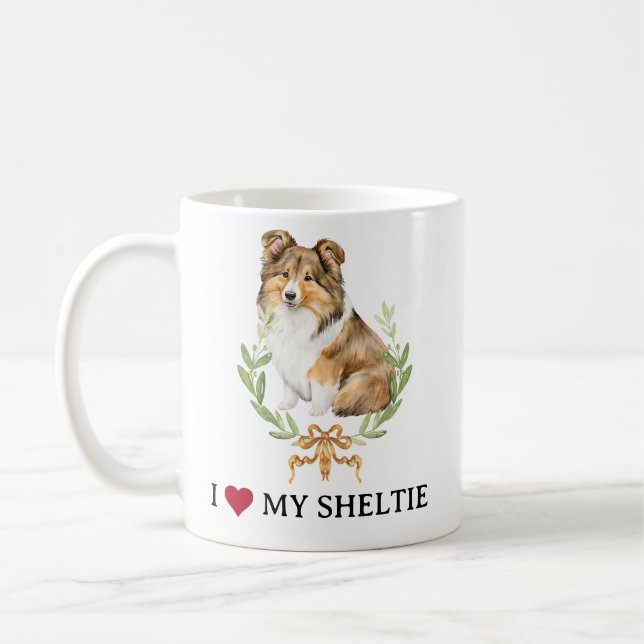 I Kärlek My Sheltie | Shetland Sheepdog Kaffemugg (Vänster)
