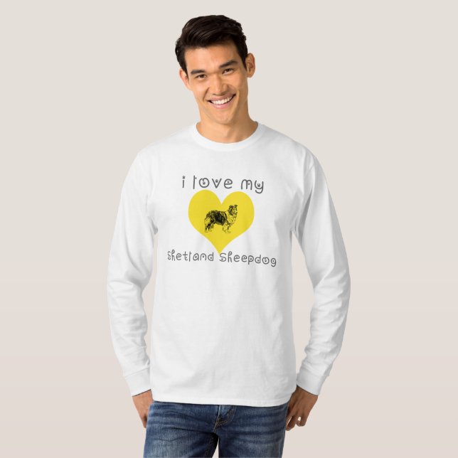 i kärlek my Shetland Sheepdog Tee Shirt (Hel framsida)