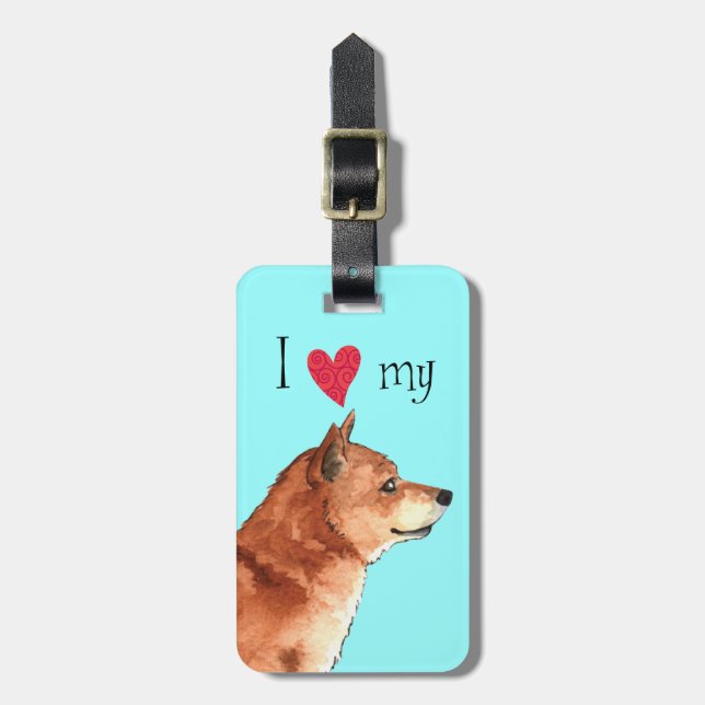 I Kärlek my Shiba Inu Bagagebricka (Vertikal Framsida)