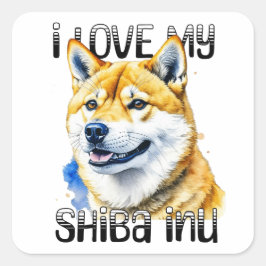 I Kärlek My Shiba Inu | HUNDÄGARE Fyrkantigt Klistermärke