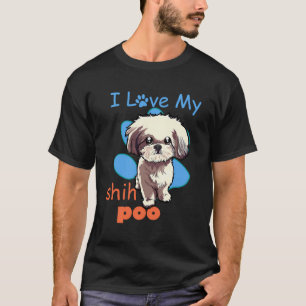 I Kärlek My Shih Poo Shirt Best Hund älskare Paw S T