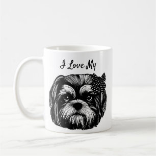 I Kärlek My Shih Tzu hund med bågkonst Kaffemugg