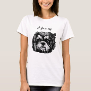 I Kärlek My Shih Tzu hund med bågkonst T Shirt