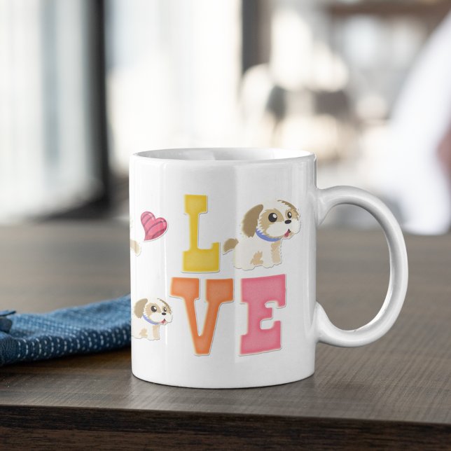 I Kärlek My Shih tzu Hund Pet Glowing Heart Kaffemugg (Skapare uppladdad)