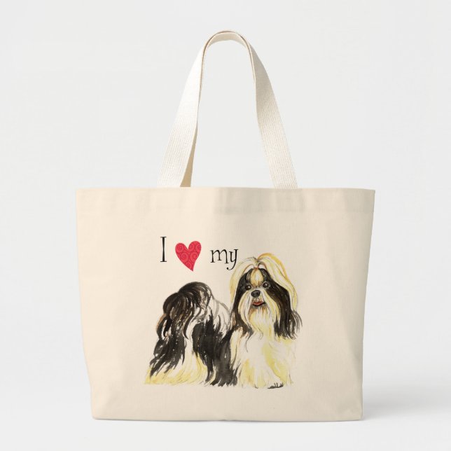 I Kärlek my Shih Tzu Jumbo Tygkasse (Framsidan)