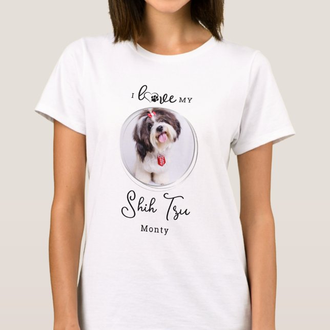 I Kärlek My Shih Tzu Personlig Cute Pet Hund Photo T Shirt (Skapare uppladdad)