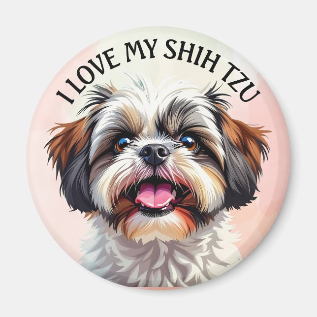 I Kärlek My Shih Tzu Puppy Hund Magnet (Framsidan)