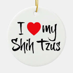 I Kärlek My Shih Tzus Julgransprydnad Keramik