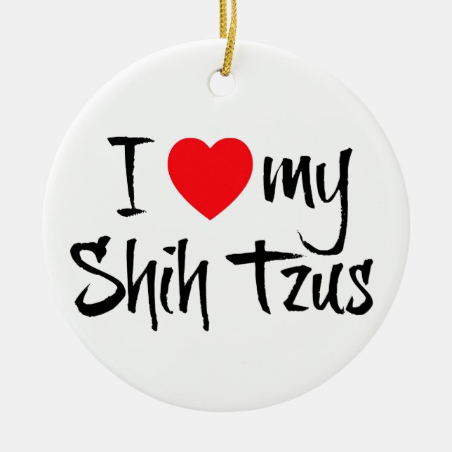 I Kärlek My Shih Tzus Julgransprydnad Keramik (Framsidan)