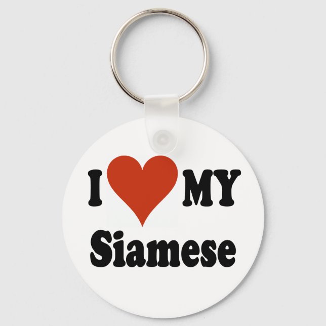 I Kärlek My Siamese Cat Merchandise Nyckelring (Framsida)