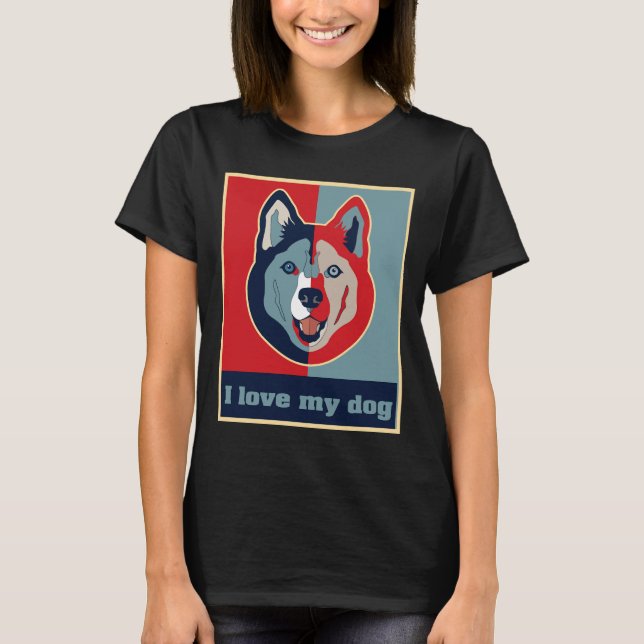 I Kärlek My Siberian husky Hund T Shirt (Framsida)
