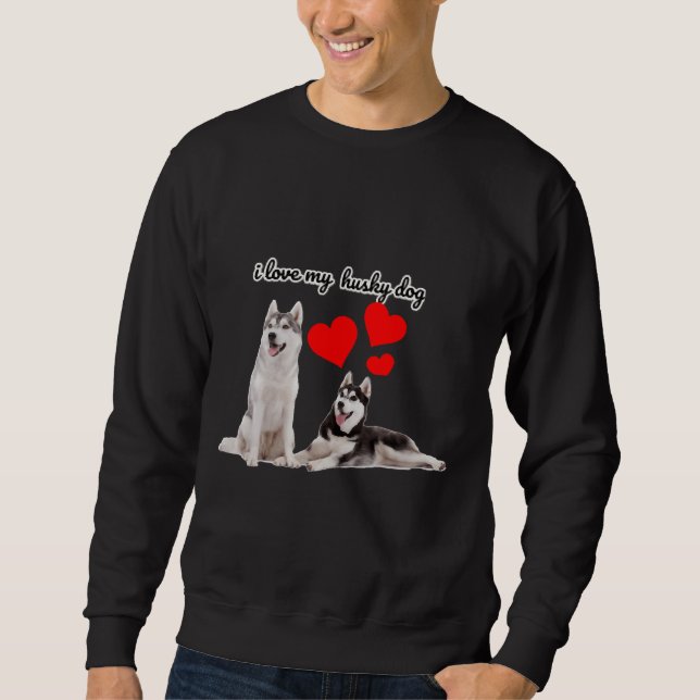 I Kärlek My Siberian husky Lång Ärmad Tröja (Framsida)