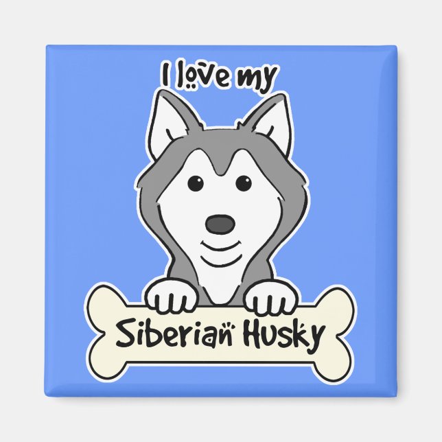 I Kärlek My Siberian husky Magnet (Framsidan)