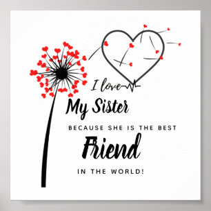 I Kärlek My SISTER - Best Friend Personlig Gift Poster