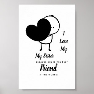 I Kärlek My SISTER - Best Friend Personlig Gift Poster